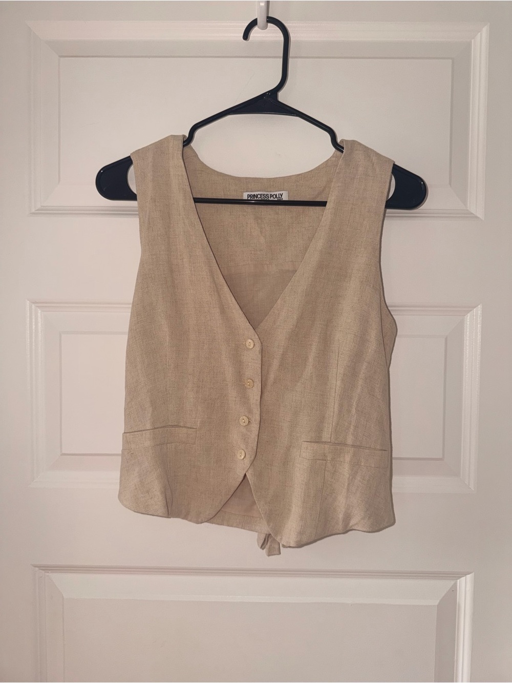 Princess Polly Cream Linen-Blend Vest